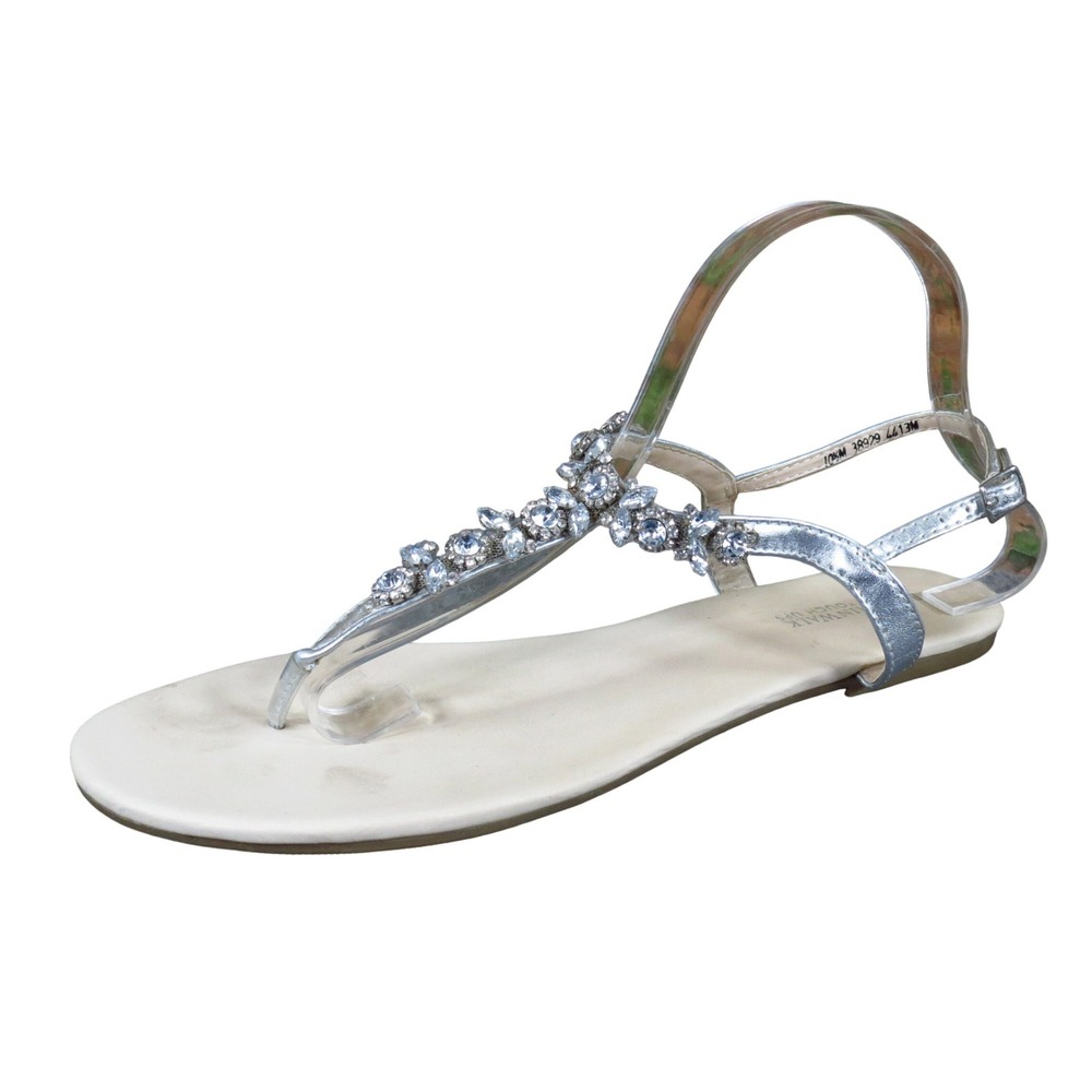 TouchUp Benjamin Walk Paula Women T-Strap Sandal 10.5M Wedding Silver Rhinestone
